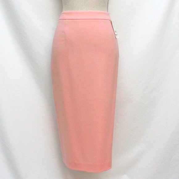 DONCASTER Brand New Rose Thin 100% Wool Below the Knee Lined Pencil Skirt NEW 10 - Picture 2 of 7